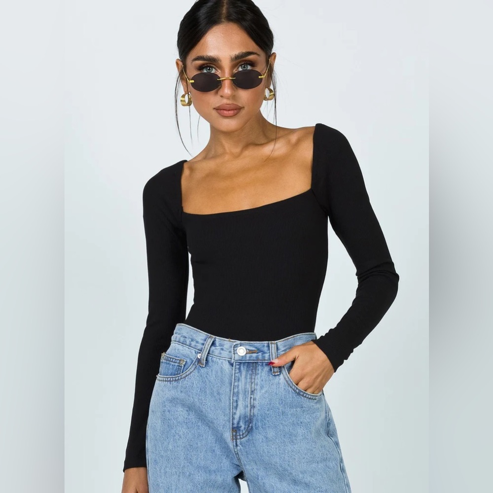 Topshop Square neck bodysuit black Like new - minor wear